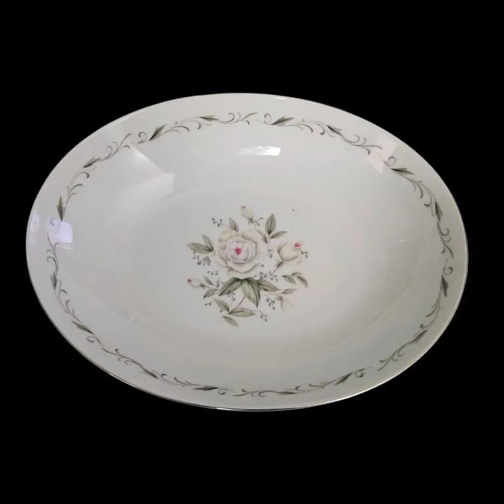 Vintage Diamond China Romance Japan Oval Serving Vegetable Bowl Floral Rose